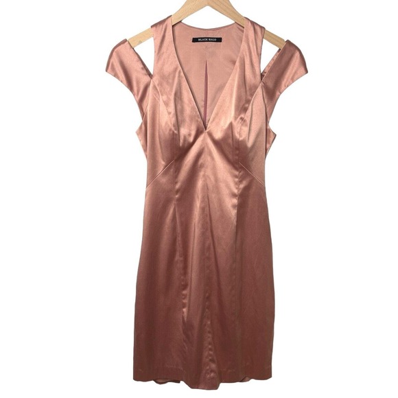 Black Halo Morrison Rose Satin Cutout Built in Cups Sheath Mini Dress Pink 4
